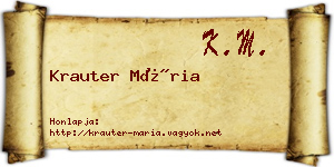 Krauter Mária névjegykártya